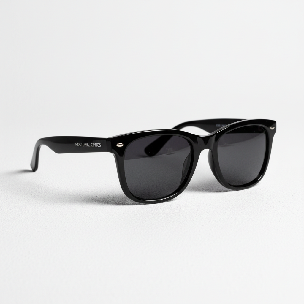 Midnight Wayfarer Sunglasses - black frame on white background
