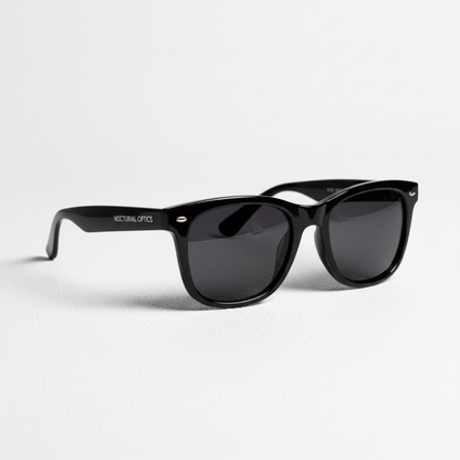 Midnight Wayfarer Sunglasses - black frame on white background