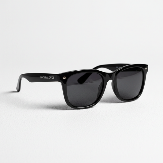 Midnight Wayfarer Sunglasses - black frame on white background